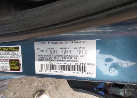 2011 Mazda Mazda3 I Touring from USA, damaged, VIN JM1BL1VG4B1380078